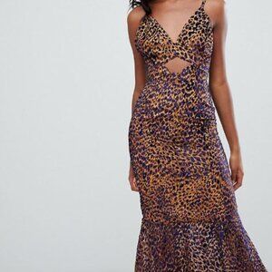 ASOS Animal Print Maxi Dress in Purple and Brown